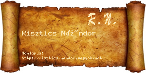 Risztics Nándor névjegykártya